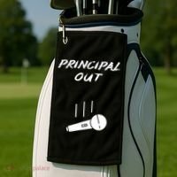 Retired Principal Out Retirement Mic Drop End Of Year Funny Golf Towel thumb 2