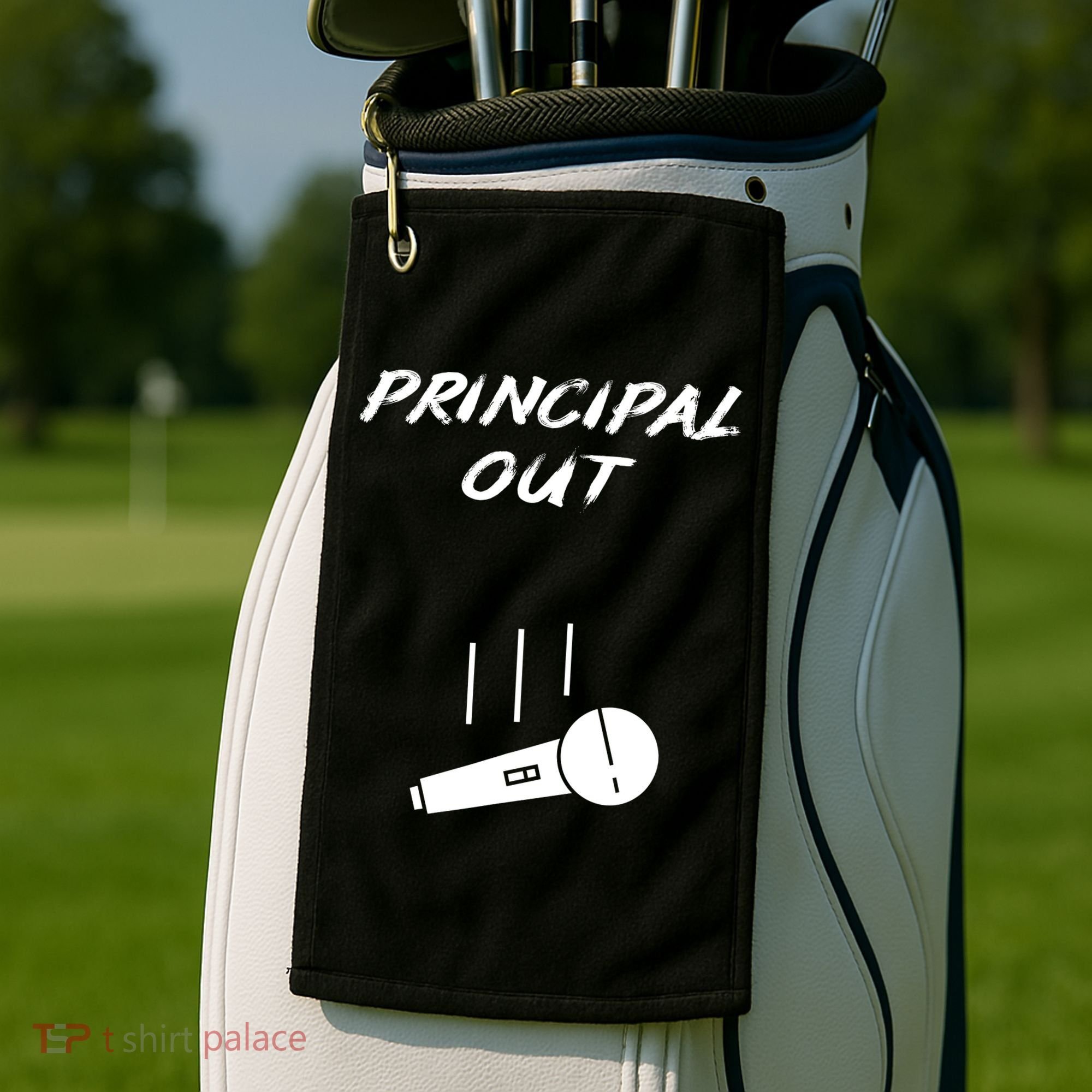 Retired Principal Out Retirement Mic Drop End Of Year Funny Golf Towel