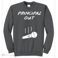 Retired Principal Out Retirement Mic Drop End Of Year Funny Sweatshirt thumb 0