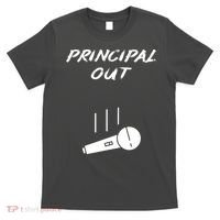 Retired Principal Out Retirement Mic Drop End Of Year Funny T-Shirt thumb 0