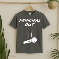 Retired Principal Out Retirement Mic Drop End Of Year Funny T-Shirt thumb 2