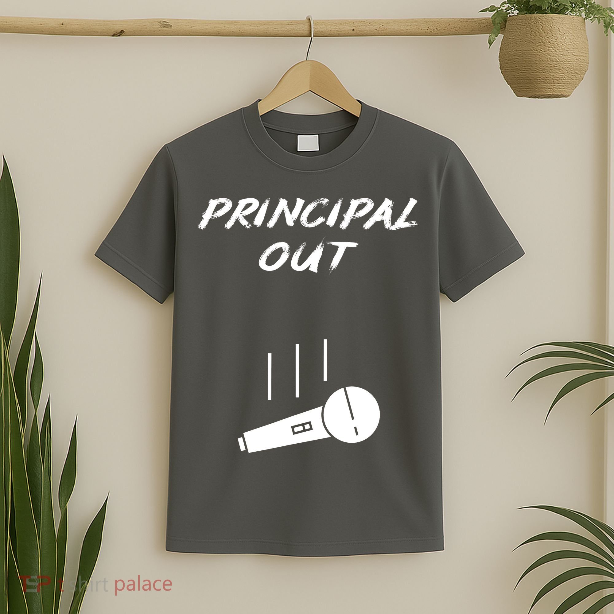 Retired Principal Out Retirement Mic Drop End Of Year Funny T-Shirt