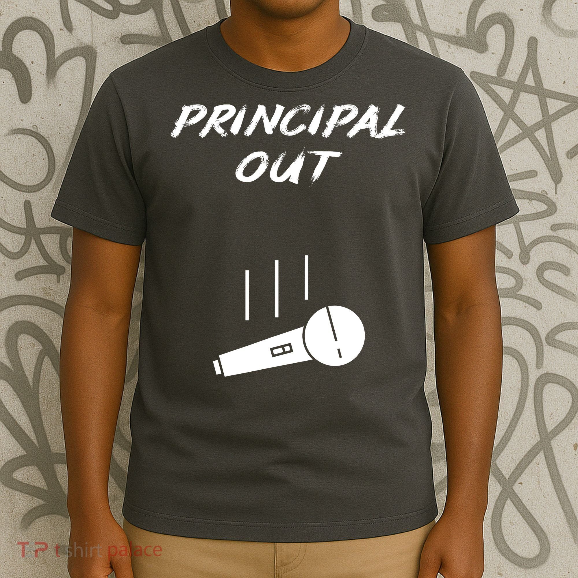 Retired Principal Out Retirement Mic Drop End Of Year Funny T-Shirt
