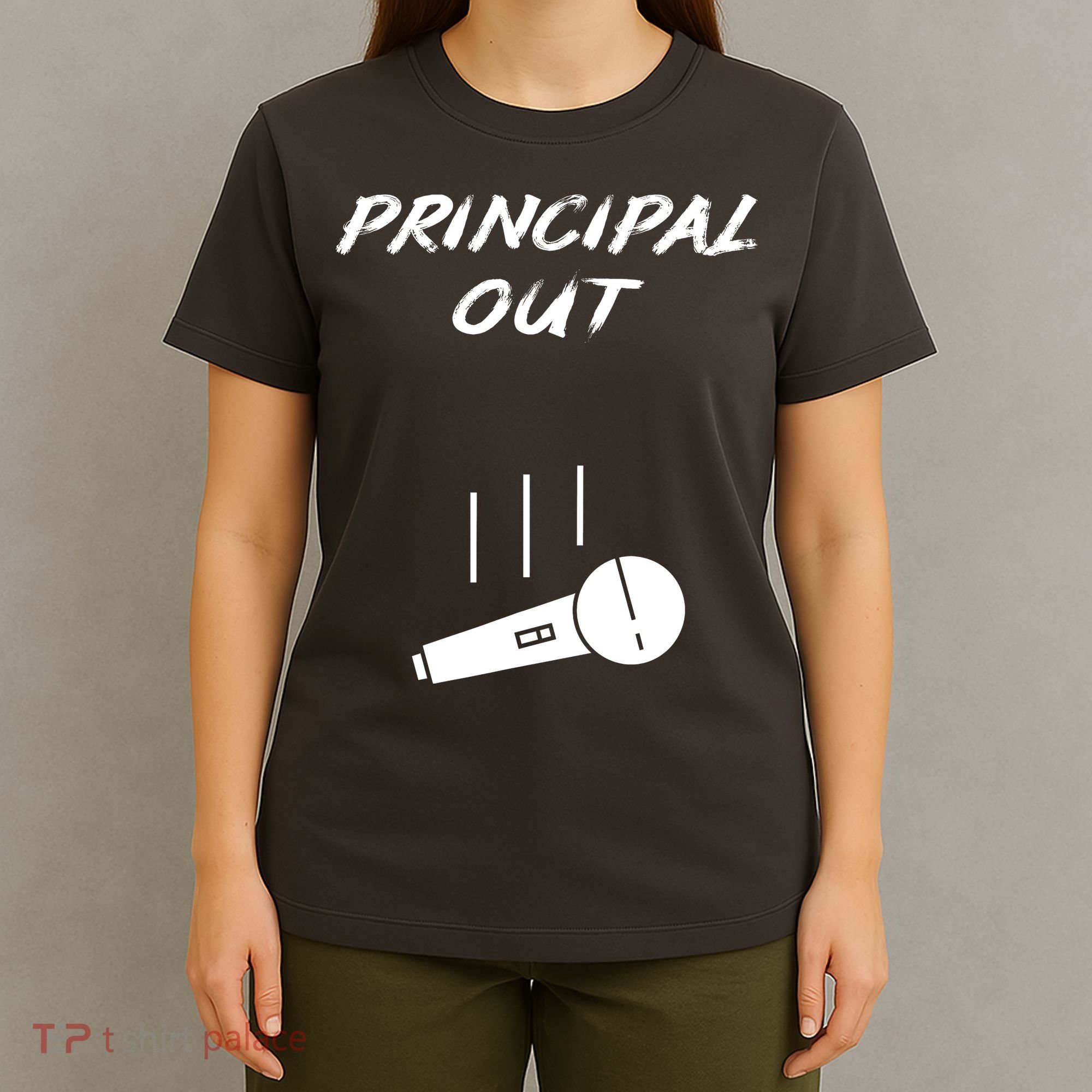 Retired Principal Out Retirement Mic Drop End Of Year Funny T-Shirt