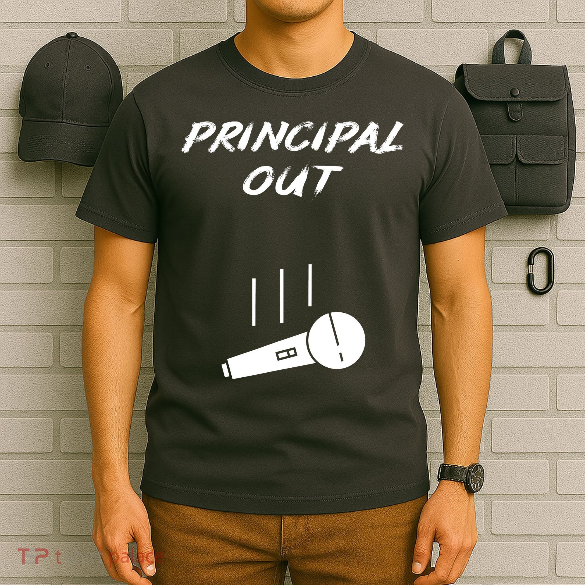 Retired Principal Out Retirement Mic Drop End Of Year Funny T-Shirt