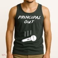 Retired Principal Out Retirement Mic Drop End Of Year Funny Tank Top thumb 3