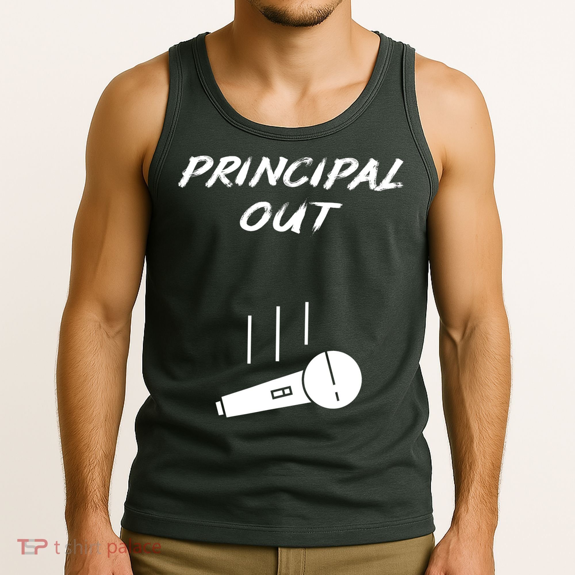 Retired Principal Out Retirement Mic Drop End Of Year Funny Tank Top