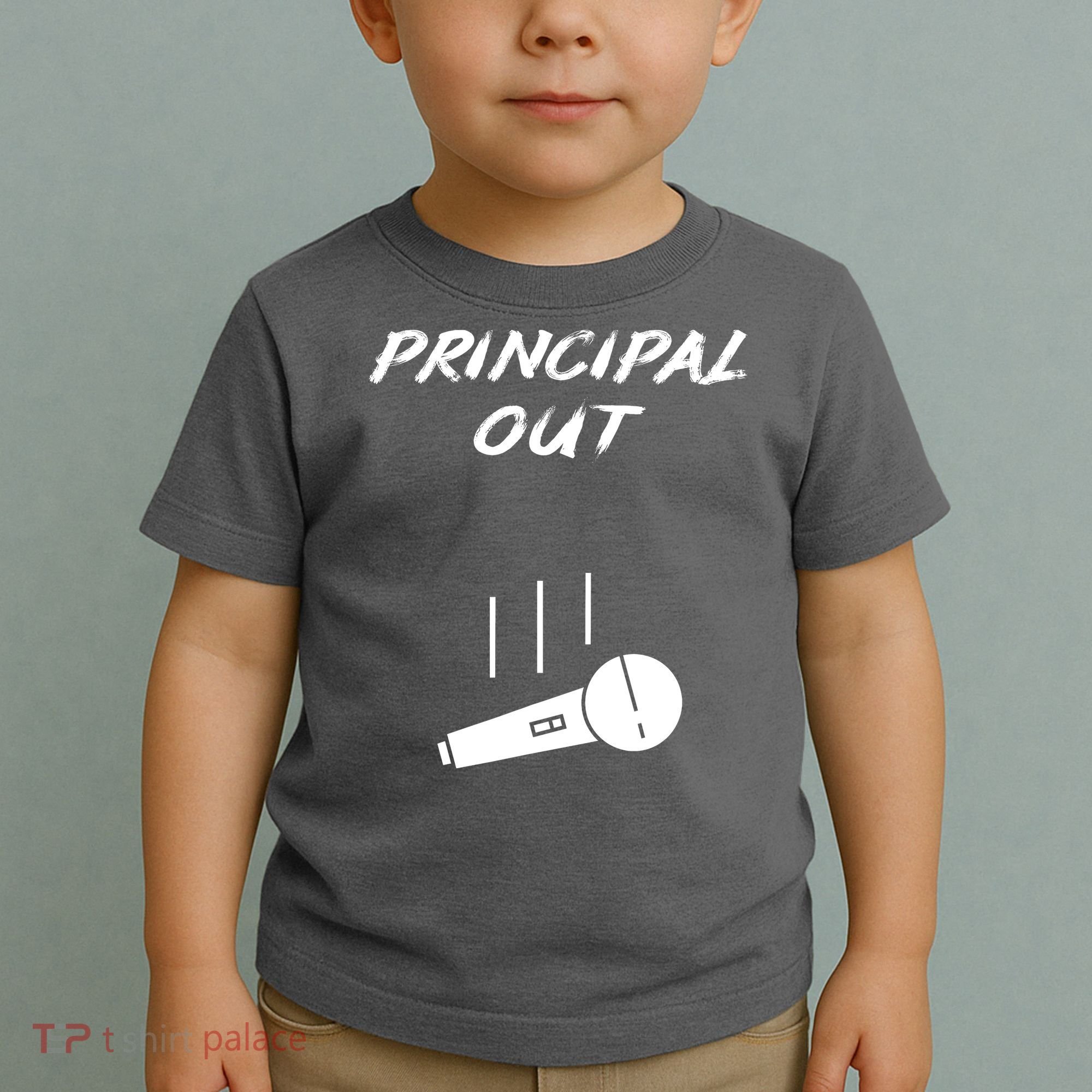 Retired Principal Out Retirement Mic Drop End Of Year Funny Toddler T-Shirt