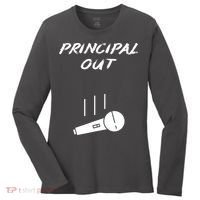Retired Principal Out Retirement Mic Drop End Of Year Funny Women's Long Sleeve Shirt thumb 0