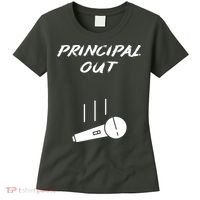 Retired Principal Out Retirement Mic Drop End Of Year Funny Women's T-Shirt thumb 0