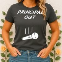 Retired Principal Out Retirement Mic Drop End Of Year Funny Women's T-Shirt thumb 2
