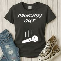 Retired Principal Out Retirement Mic Drop End Of Year Funny Women's T-Shirt thumb 3