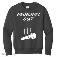 Retired Principal Out Retirement Mic Drop End Of Year Funny Kids Sweatshirt thumb 0