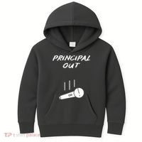 Retired Principal Out Retirement Mic Drop End Of Year Funny Kids Hoodie thumb 0