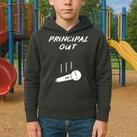 Retired Principal Out Retirement Mic Drop End Of Year Funny Kids Hoodie thumb 2