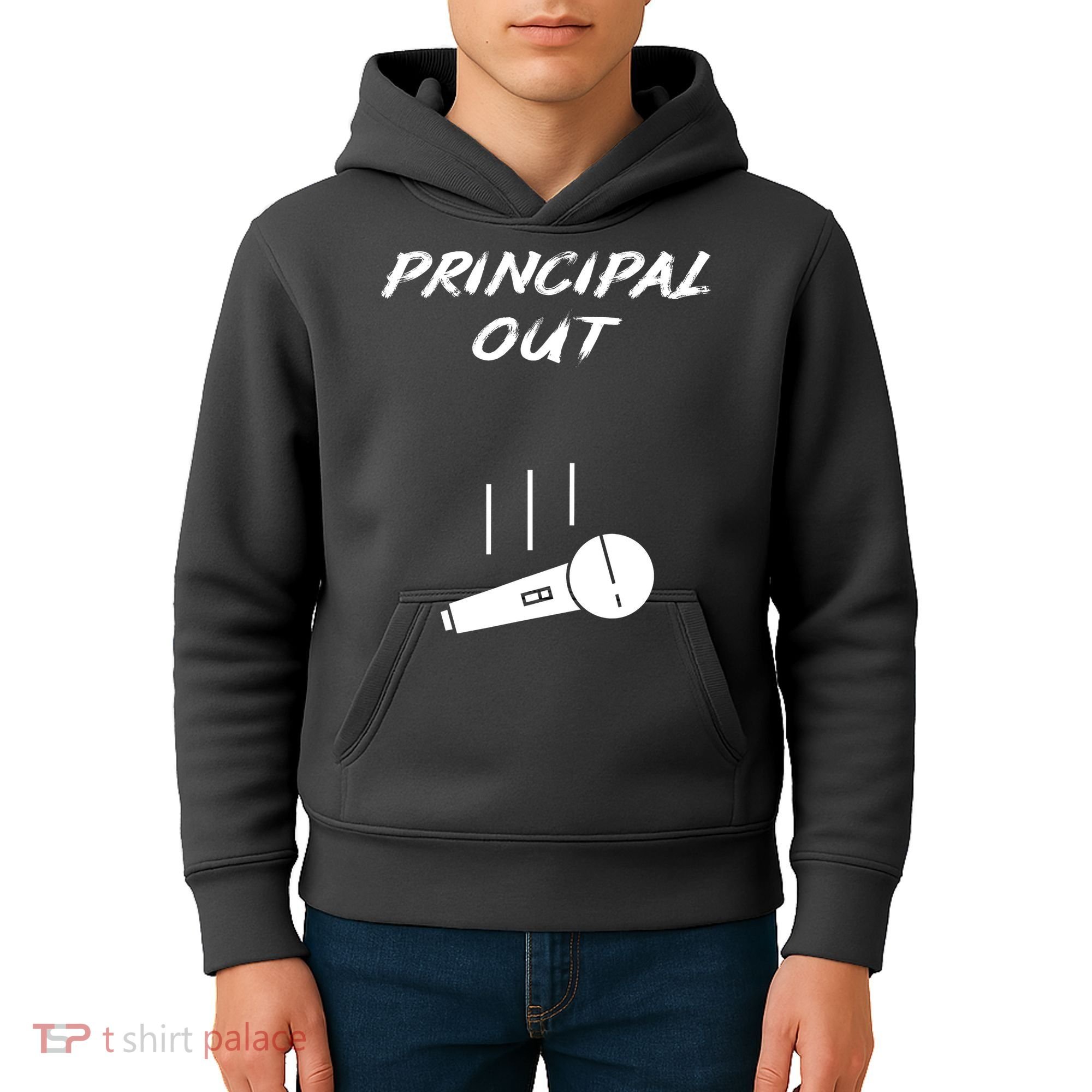 Retired Principal Out Retirement Mic Drop End Of Year Funny Kids Hoodie