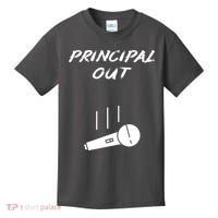 Retired Principal Out Retirement Mic Drop End Of Year Funny Kids T-Shirt thumb 0