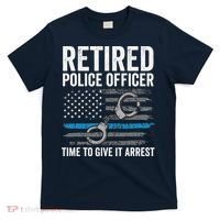 Retired Police Officer Blue Thin Line Flag Retirement T-Shirt thumb 0