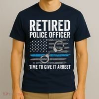 Retired Police Officer Blue Thin Line Flag Retirement T-Shirt thumb 3