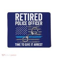Retired Police Officer Blue Thin Line Flag Retirement Mousepad thumb 0