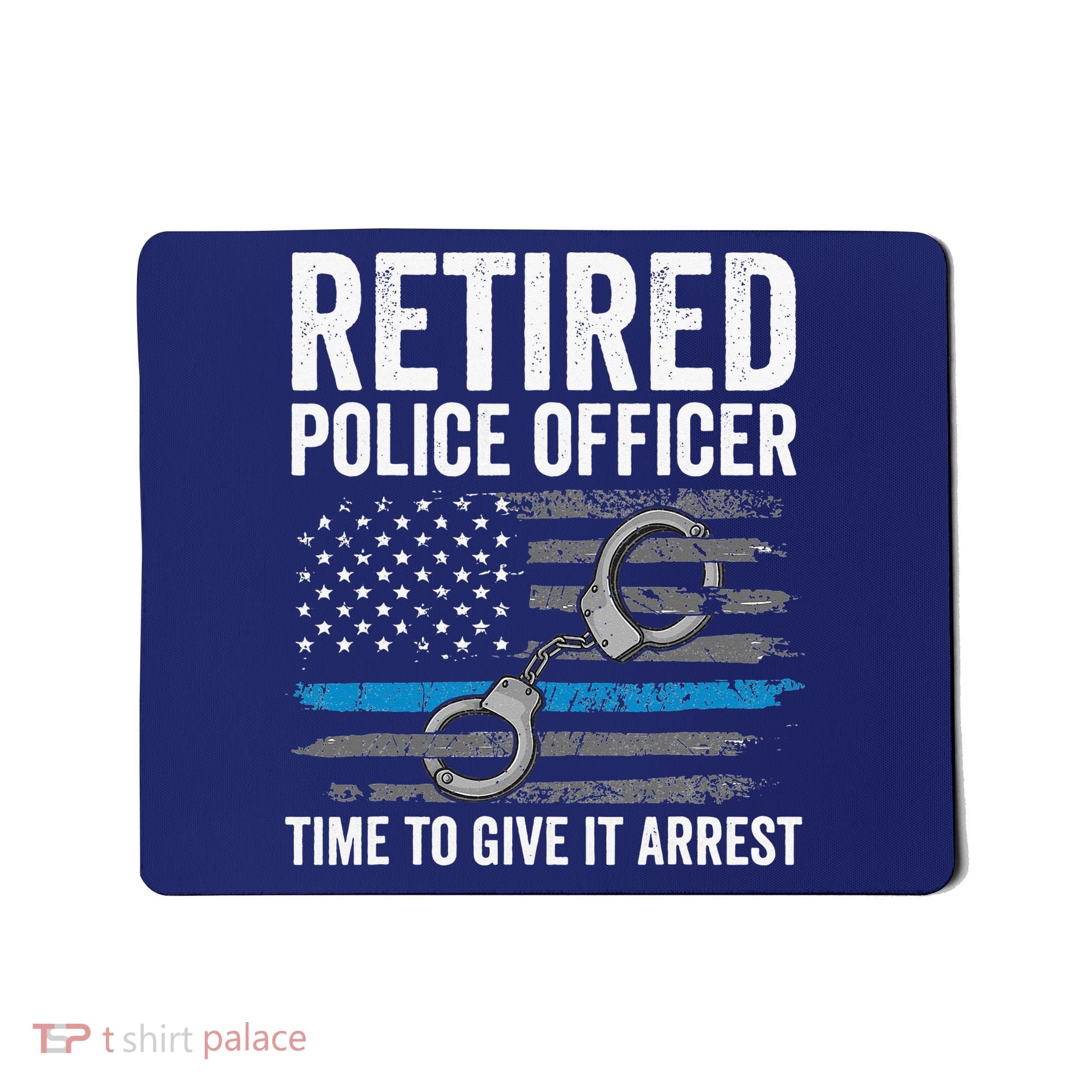 Retired Police Officer Blue Thin Line Flag Retirement Mousepad