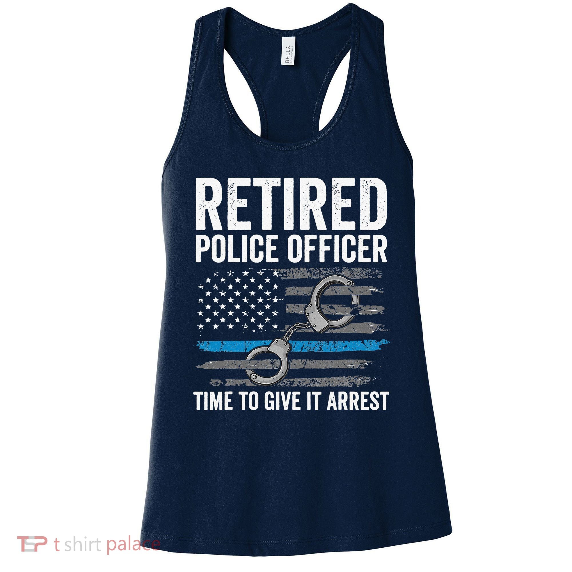 Retired Police Officer Blue Thin Line Flag Retirement Women's Tank Top