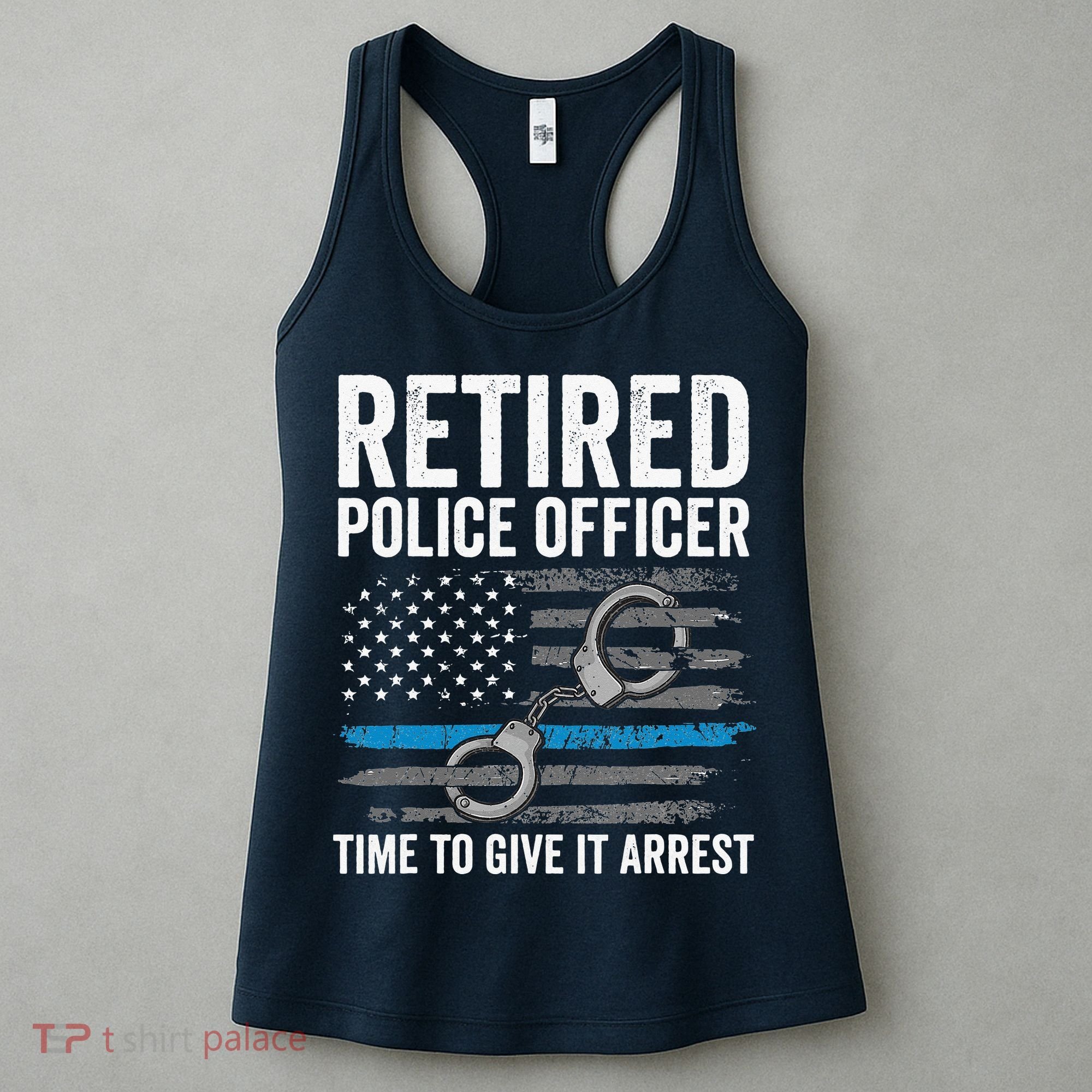 Retired Police Officer Blue Thin Line Flag Retirement Women's Tank Top