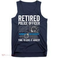 Retired Police Officer Blue Thin Line Flag Retirement Tank Top thumb 0