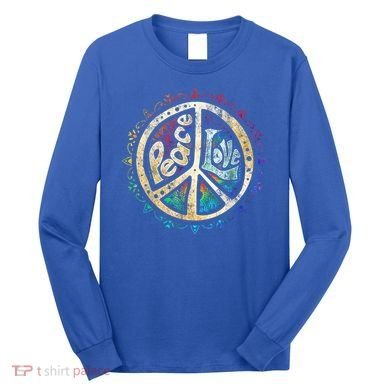 Retro Psychedelic Peace Sign Hip Funky Radical Great Gift Long Sleeve Shirt
