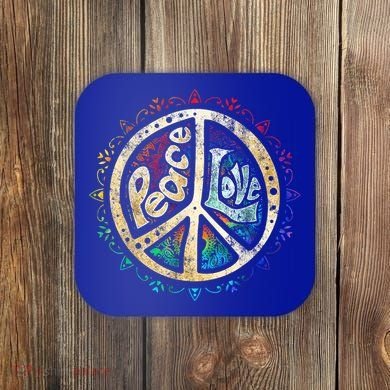 Retro Psychedelic Peace Sign Hip Funky Radical Great Gift Coaster