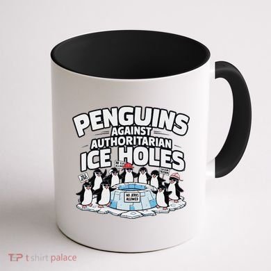 Resist Penguins Protest Funny Penguins Against Coffee Mug back