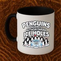 Resist Penguins Protest Funny Penguins Against Coffee Mug thumb 2