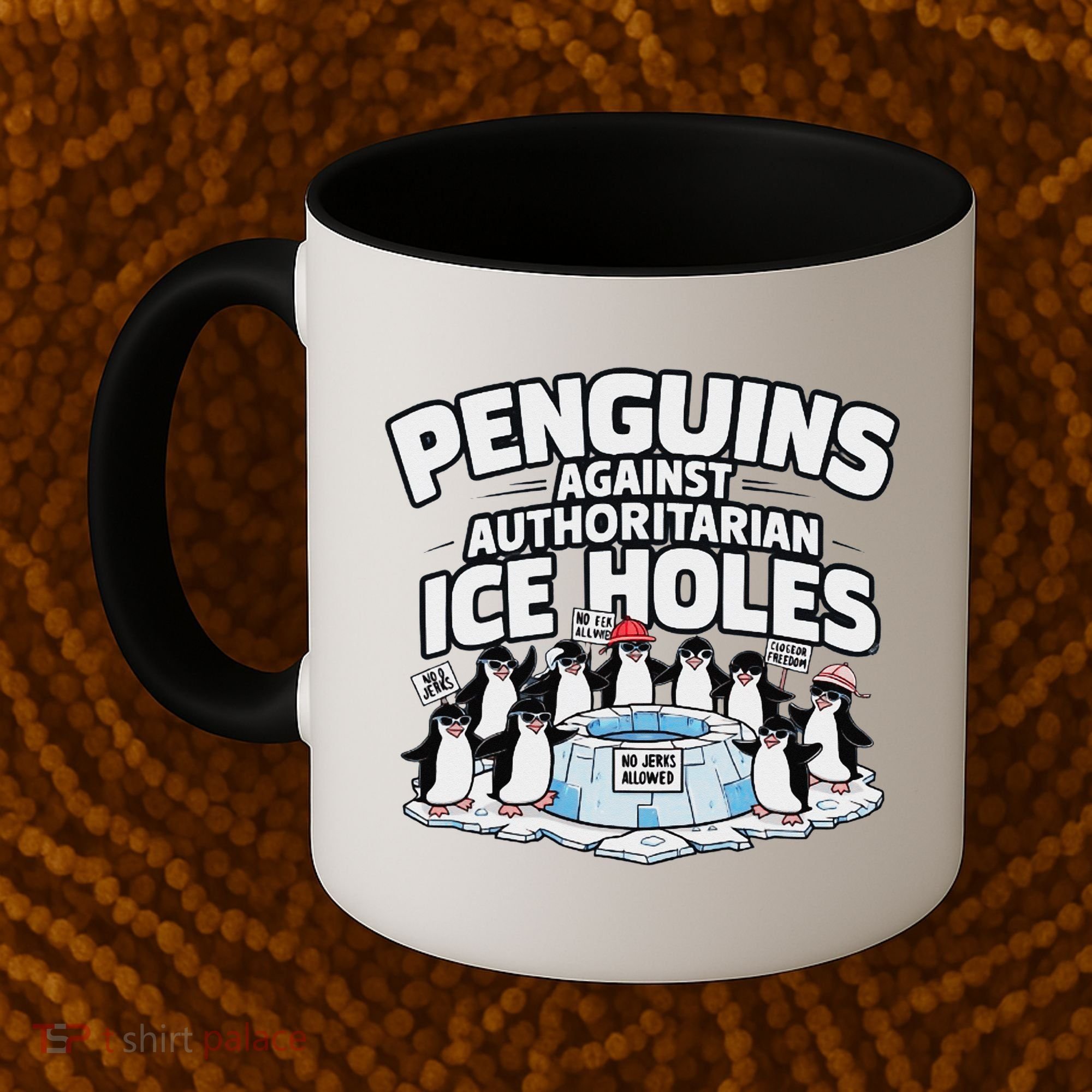 Resist Penguins Protest Funny Penguins Against Coffee Mug