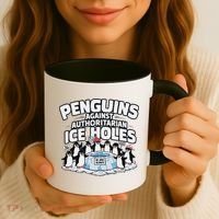 Resist Penguins Protest Funny Penguins Against Coffee Mug thumb 3