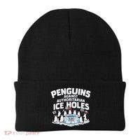 Resist Penguins Protest Funny Penguins Against Beanie thumb 0