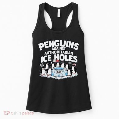 Resist Penguins Protest Funny Penguins Against Women's Tank Top
