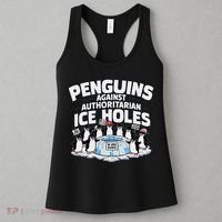 Resist Penguins Protest Funny Penguins Against Women's Tank Top thumb 3