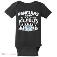 Resist Penguins Protest Funny Penguins Against Baby Bodysuit thumb 0