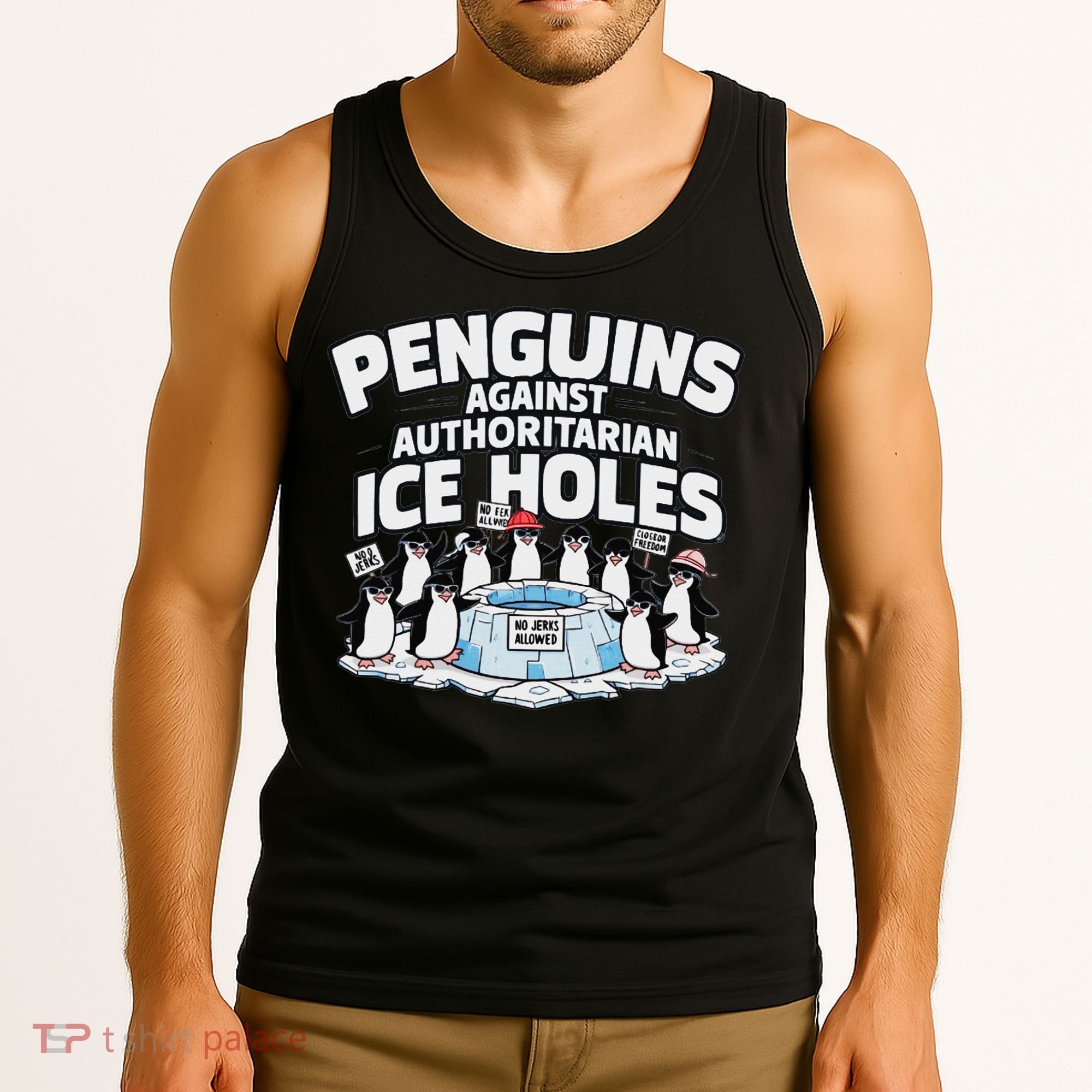 Resist Penguins Protest Funny Penguins Against Tank Top