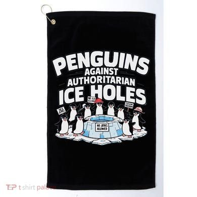 Resist Penguins Protest Funny Penguins Against Golf Towel
