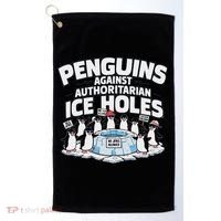 Resist Penguins Protest Funny Penguins Against Golf Towel thumb 0