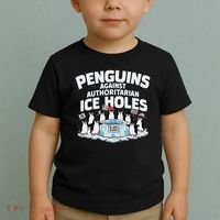Resist Penguins Protest Funny Penguins Against Toddler T-Shirt thumb 2