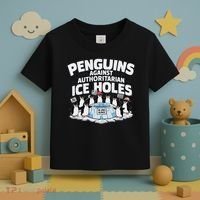 Resist Penguins Protest Funny Penguins Against Toddler T-Shirt thumb 3
