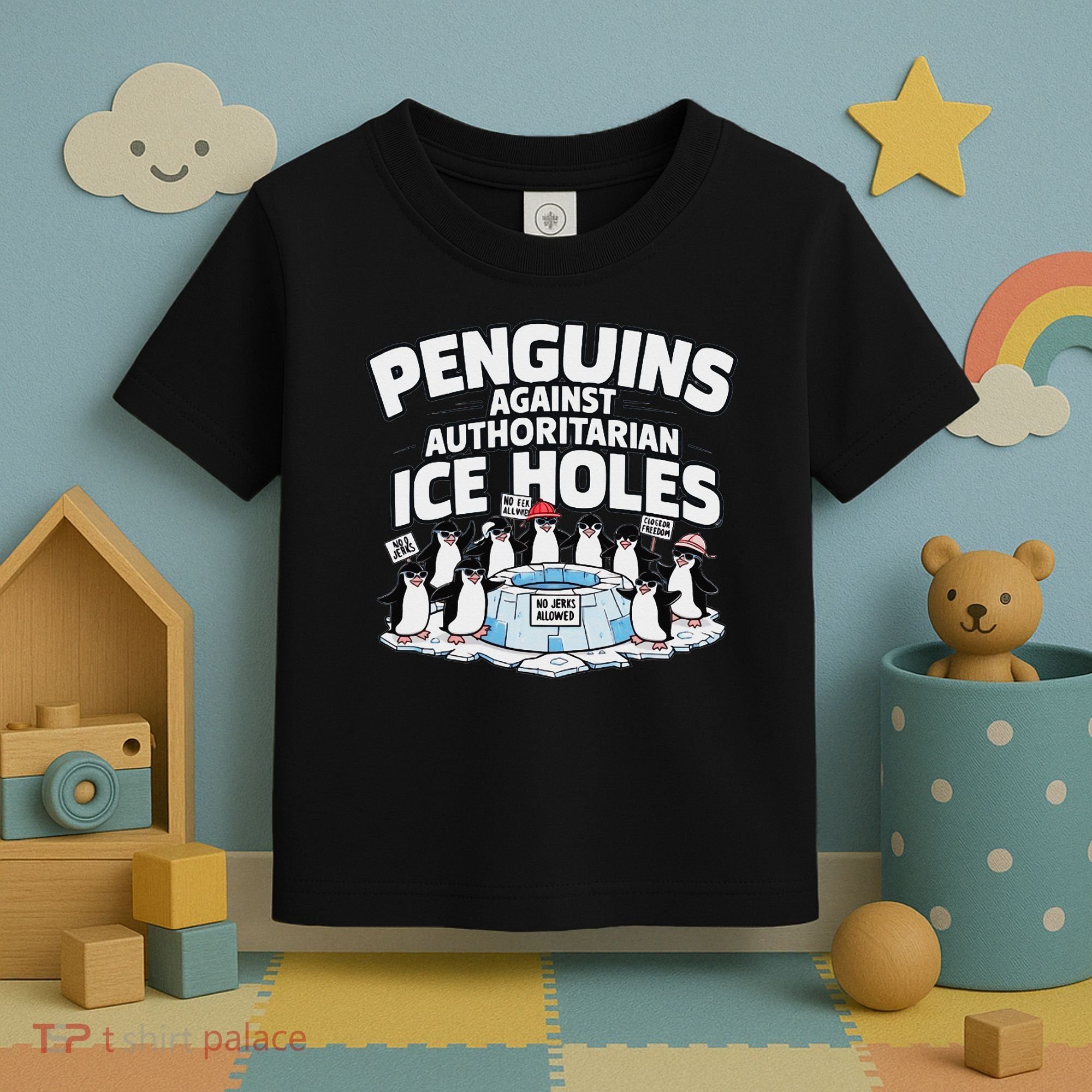 Resist Penguins Protest Funny Penguins Against Toddler T-Shirt