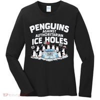 Resist Penguins Protest Funny Penguins Against Women's Long Sleeve Shirt thumb 0