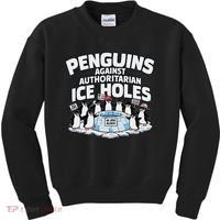 Resist Penguins Protest Funny Penguins Against Kids Sweatshirt thumb 0