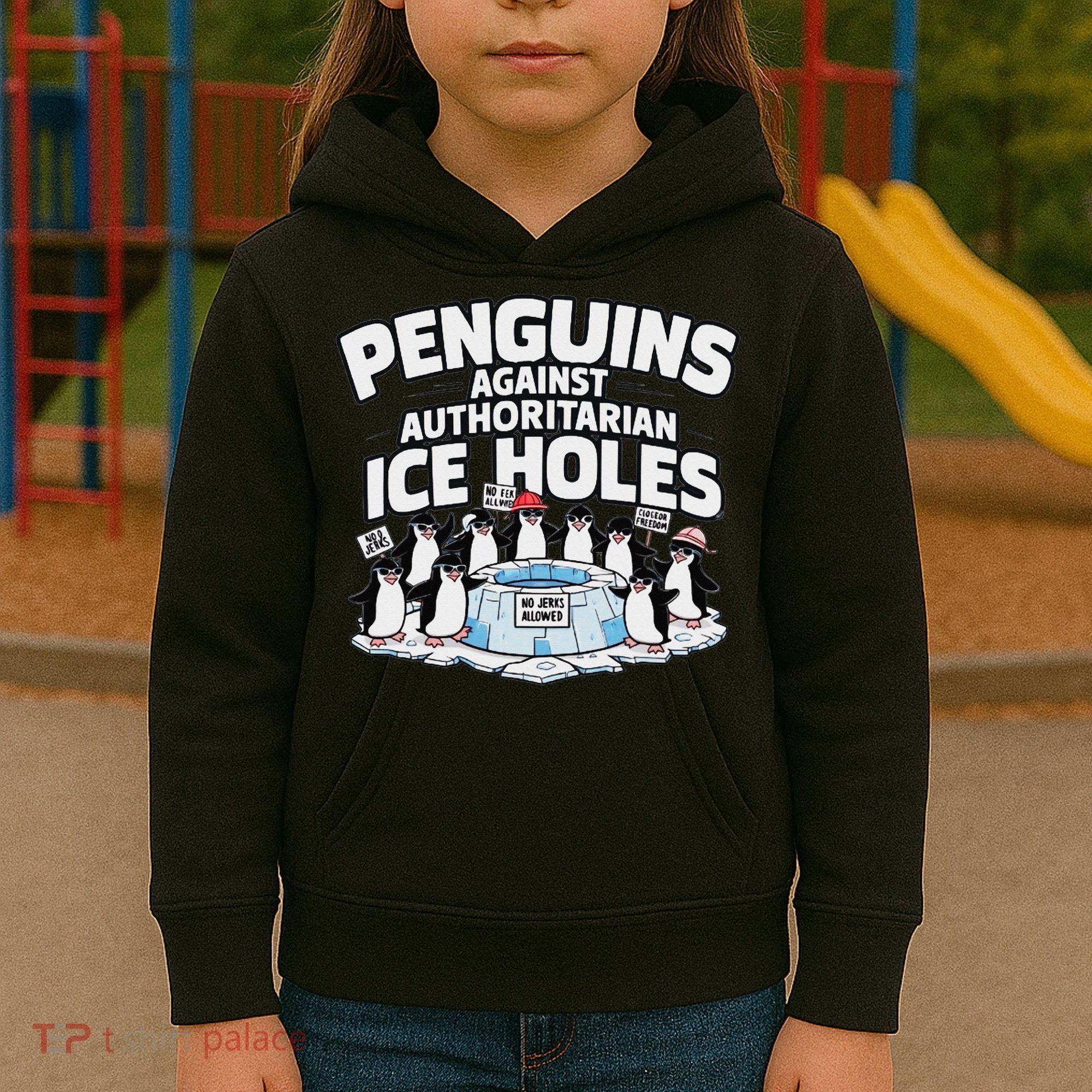 Resist Penguins Protest Funny Penguins Against Kids Hoodie