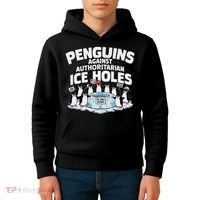 Resist Penguins Protest Funny Penguins Against Kids Hoodie thumb 4