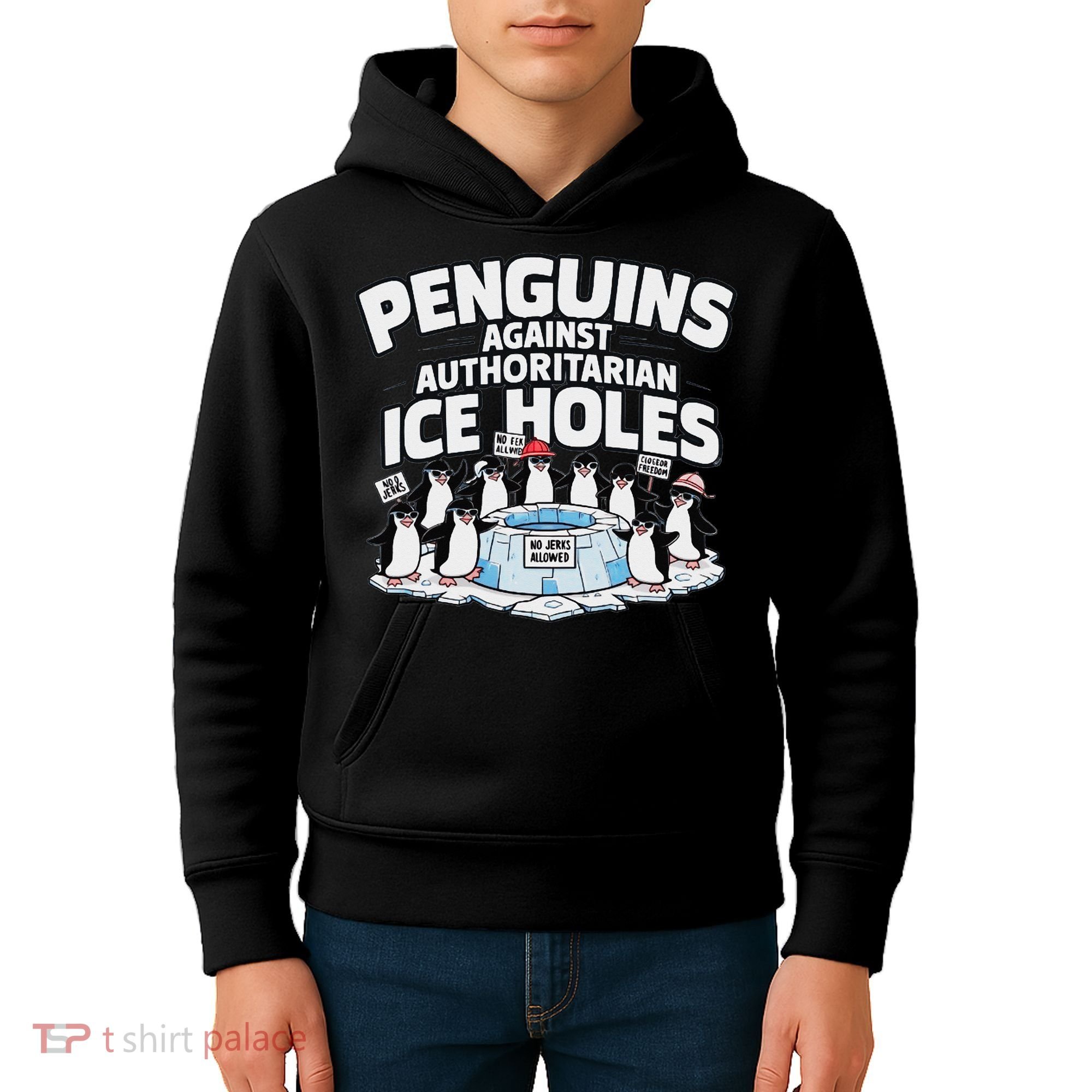Resist Penguins Protest Funny Penguins Against Kids Hoodie