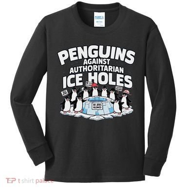 Resist Penguins Protest Funny Penguins Against Kids Long Sleeve Shirt